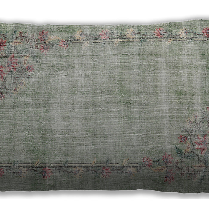 Traditional Classic Rectangular Khaki Green Lumbar Throw Pillow, 13 inch by 19 inch, lbtr3767