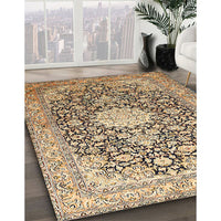 Traditional Brown Gold Medallion Rug, tr376