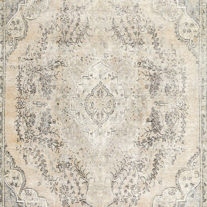 Machine Washable Traditional Sand Brown Rug, wshtr3770