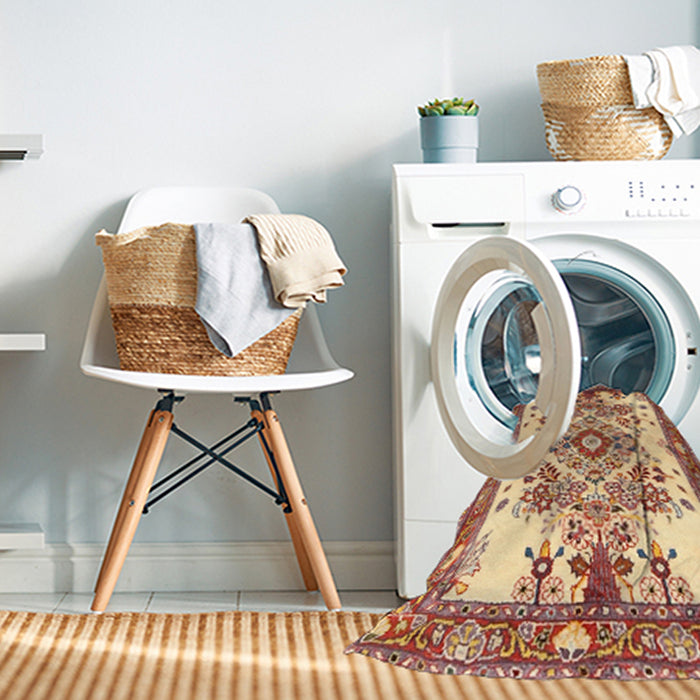 Machine Washable Traditional Red Rug in a Washing Machine, wshtr3771