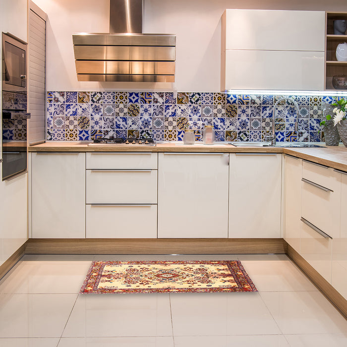 Traditional Red Medallion Rug in a Kitchen, tr3771