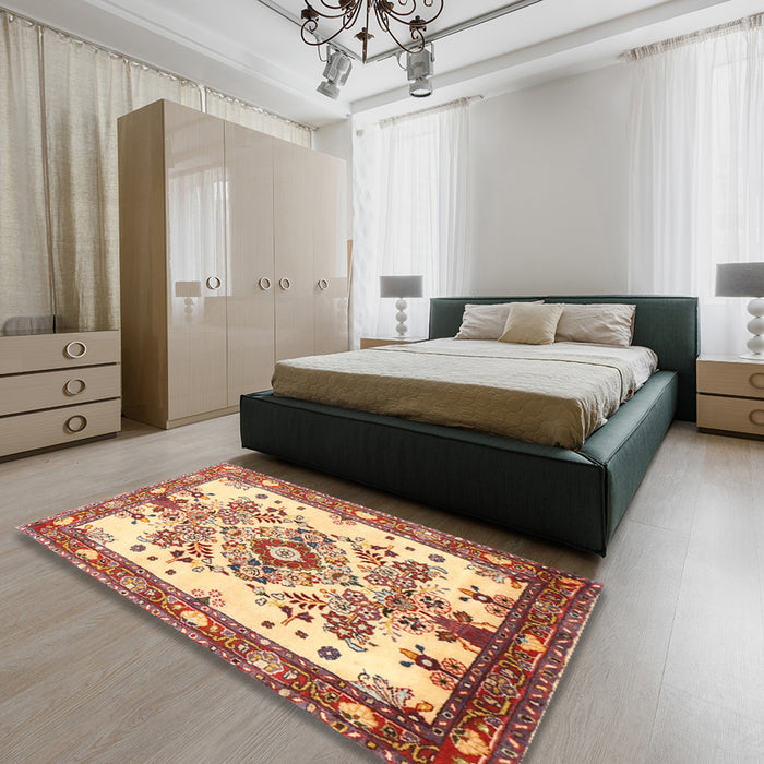 Traditional Red Medallion Rug in a Bedroom, tr3771