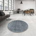 Round Machine Washable Traditional Light Slate Gray Rug in a Office, wshtr3774