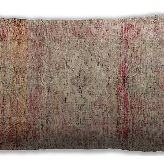 Traditional Classic Rectangular Rust Pink Lumbar Throw Pillow, 13 inch by 19 inch, lbtr3779