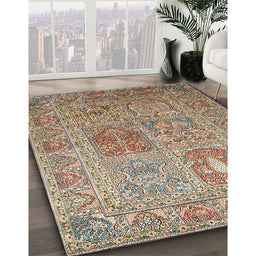 Traditional Chestnut Brown Persian Rug in Family Room, tr377