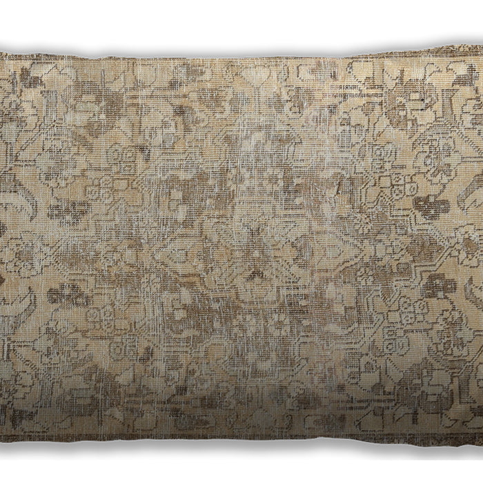 Traditional Classic Rectangular Khaki Gold Lumbar Throw Pillow, 13 inch by 19 inch, lbtr3780