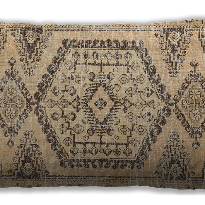 Traditional Classic Rectangular Dark Gold Brown Lumbar Throw Pillow, 13 inch by 19 inch, lbtr3782