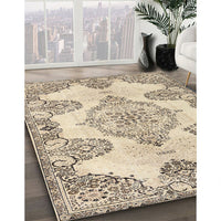 Traditional Dark Almond Brown Medallion Rug, tr3784