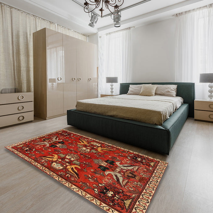 Machine Washable Traditional Red Rug in a Bedroom, wshtr3785