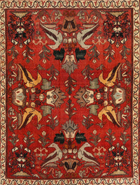 Machine Washable Traditional Red Rug, wshtr3785