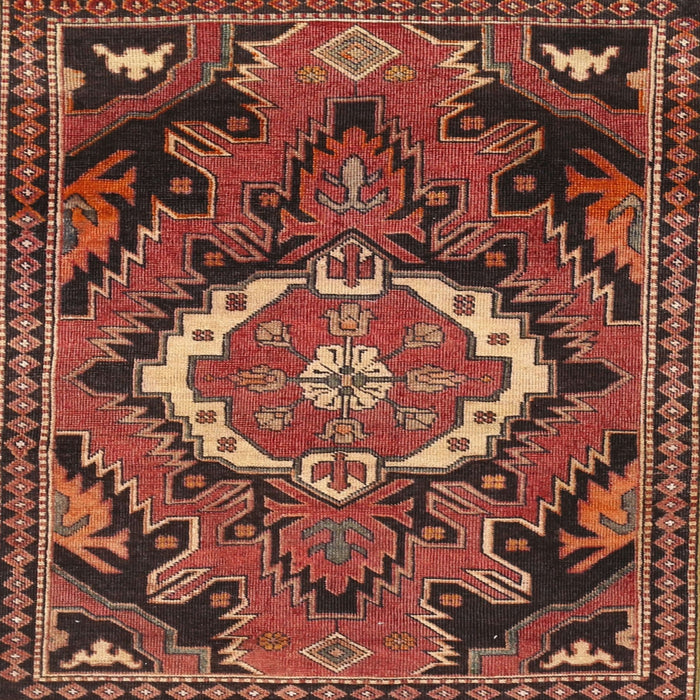 Square Traditional Rust Pink Medallion Rug, tr3786