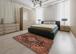Traditional Gold Brown Persian Rug in a Bedroom, tr3787