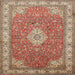 Round Machine Washable Traditional Brown Rug, wshtr378