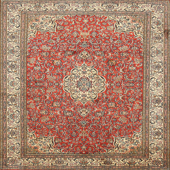 Square Traditional Brown Medallion Rug, tr378