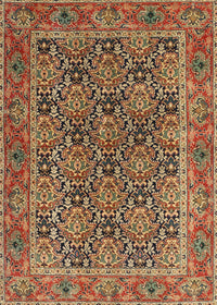 Machine Washable Traditional Saffron Red Rug, wshtr3790