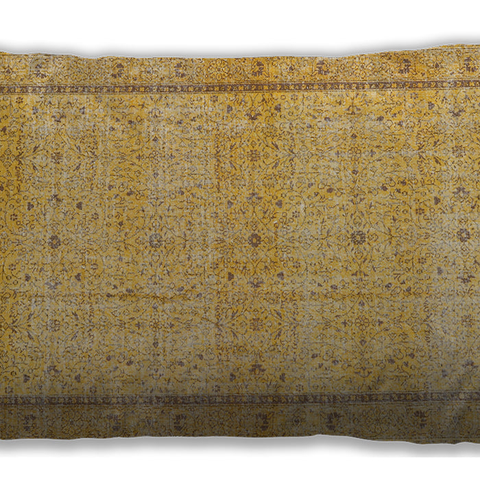 Traditional Classic Rectangular Chrome Gold Yellow Lumbar Throw Pillow, 13 inch by 19 inch, lbtr3791