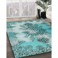 Traditional Sea Green Medallion Rug, tr3793