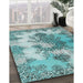 Traditional Sea Green Medallion Rug in Family Room, tr3793