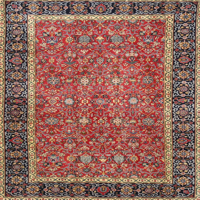 Round Machine Washable Traditional Saffron Red Rug, wshtr3798