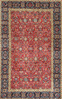 Machine Washable Traditional Saffron Red Rug, wshtr3798