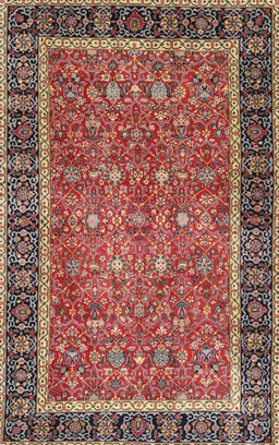 Machine Washable Traditional Saffron Red Rug, wshtr3798