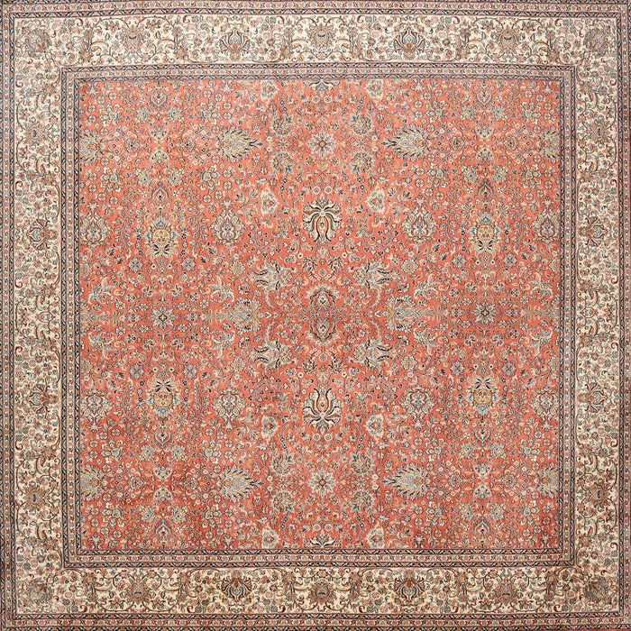 Round Machine Washable Traditional Brown Rug, wshtr379