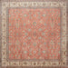 Round Machine Washable Traditional Brown Rug, wshtr379