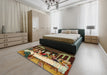 Machine Washable Traditional Metallic Gold Rug in a Bedroom, wshtr37