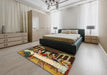 Traditional Metallic Gold Persian Rug in a Bedroom, tr37