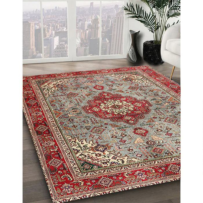 Traditional Light French Beige Brown Persian Rug in Family Room, tr3801