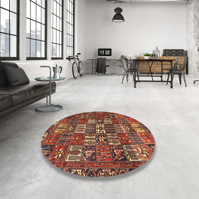Round Traditional Red Persian Rug in a Office, tr3803