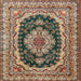 Square Traditional Reddish Brown Medallion Rug, tr3805