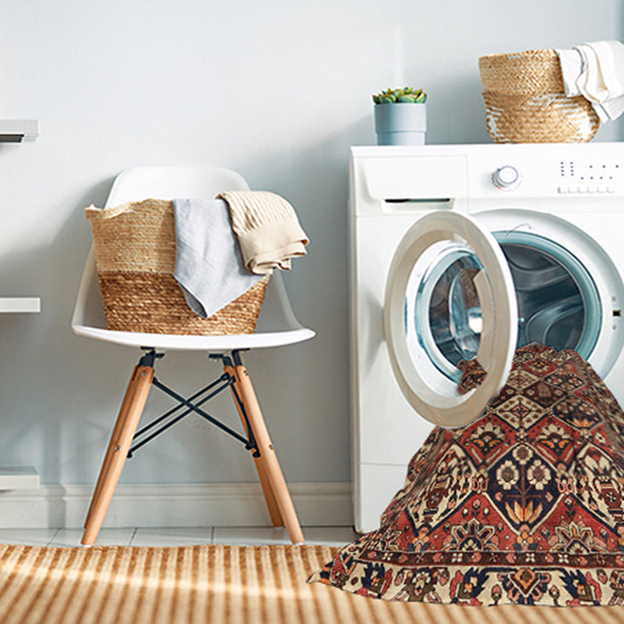 Machine Washable Traditional Peru Brown Rug in a Washing Machine, wshtr3806