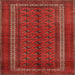 Round Machine Washable Traditional Red Rug, wshtr3808