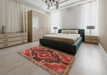 Traditional Rust Pink Persian Rug in a Bedroom, tr3809