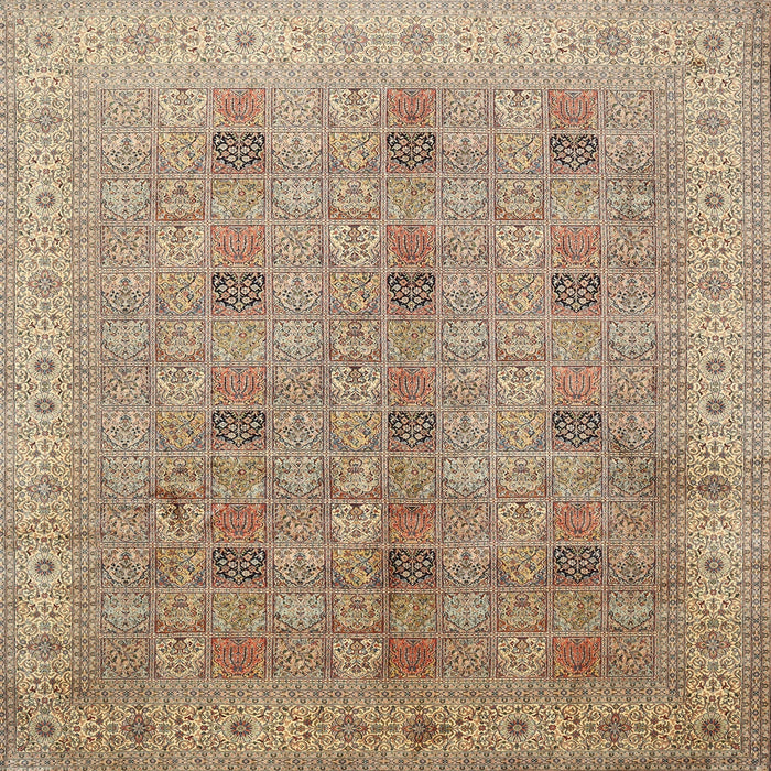 Round Machine Washable Traditional Sienna Brown Rug, wshtr380
