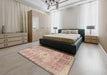 Traditional Orange Salmon Pink Persian Rug in a Bedroom, tr3811