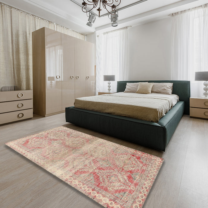 Machine Washable Traditional Brown Rug in a Bedroom, wshtr3812