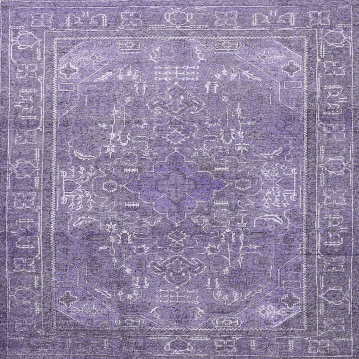 Round Machine Washable Traditional Purple Rug, wshtr3814