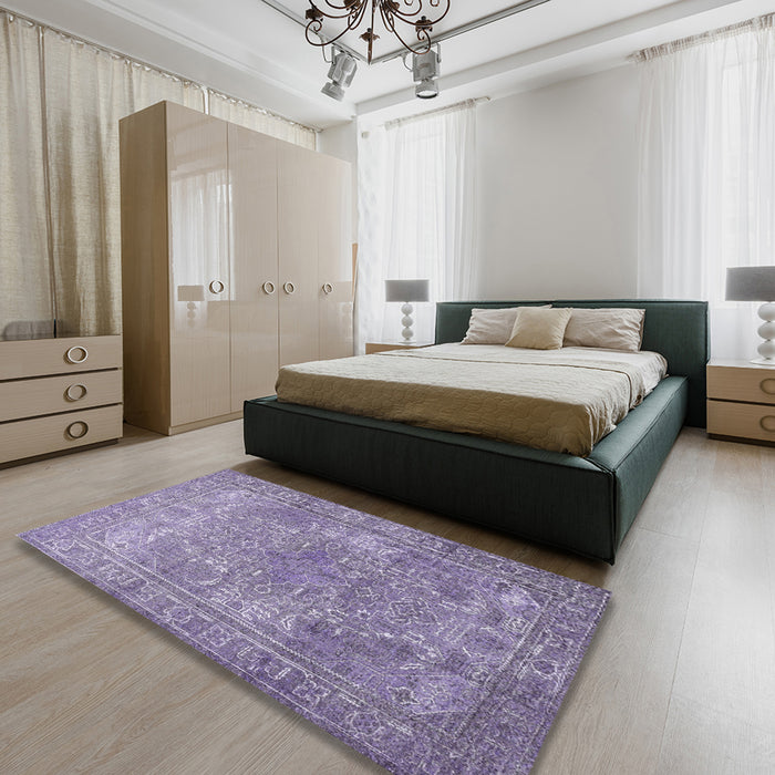 Machine Washable Traditional Purple Rug in a Bedroom, wshtr3814