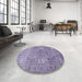 Round Machine Washable Traditional Purple Rug in a Office, wshtr3814