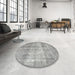 Round Traditional Gray Persian Rug in a Office, tr3817