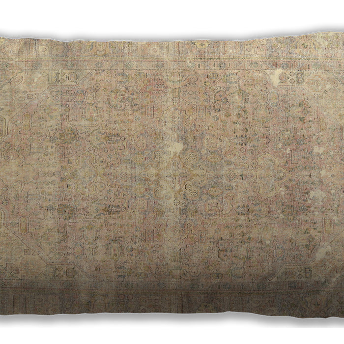 Traditional Classic Rectangular Brown Gold Lumbar Throw Pillow, 13 inch by 19 inch, lbtr3818