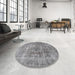 Round Traditional Gray Persian Rug in a Office, tr3819