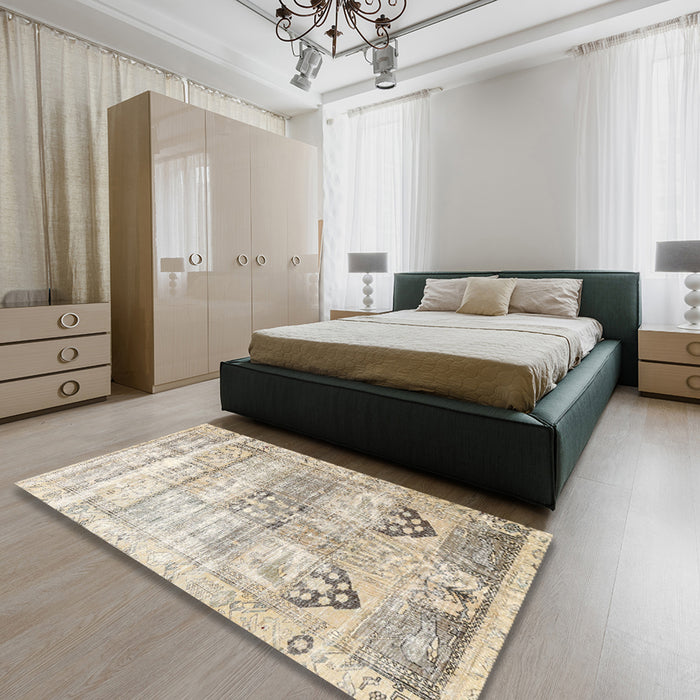 Machine Washable Traditional Camel Brown Rug in a Bedroom, wshtr3820