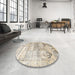 Round Machine Washable Traditional Camel Brown Rug in a Office, wshtr3820