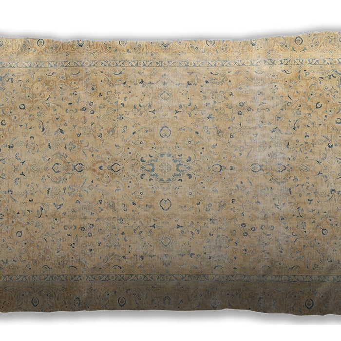 Traditional Classic Rectangular Brown Gold Lumbar Throw Pillow, 13 inch by 19 inch, lbtr3823
