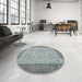 Round Machine Washable Traditional Grey Gray Rug in a Office, wshtr3824