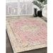 Traditional Desert Sand Beige Medallion Rug in Family Room, tr3825