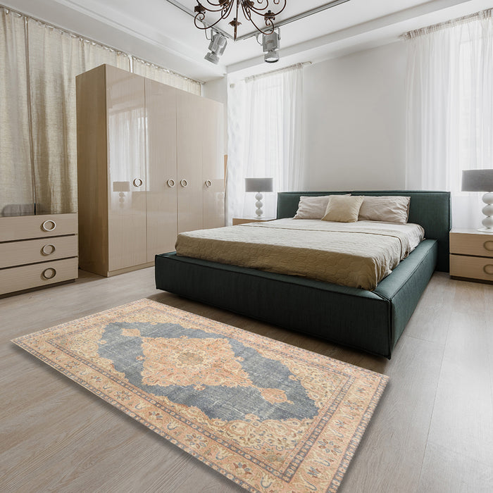 Traditional Brown Persian Rug in a Bedroom, tr3827